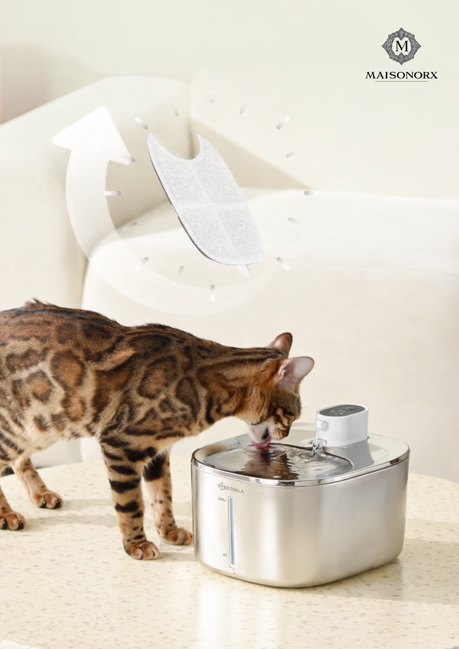 AquaFlow Stainless Cat Fountain
